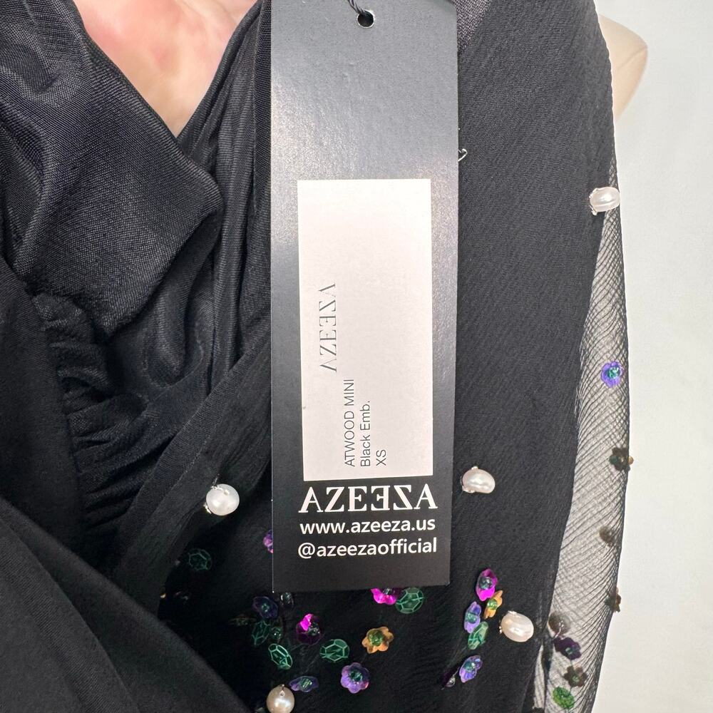 NWT Azeeza Atwood Sequin Dress Black Mini Cocktail Party Vegas LBD Size XS - Picture 10 of 12